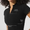 Naadloos, warm en zacht cropped shirt met korte mouwen voor de winter – Zwart