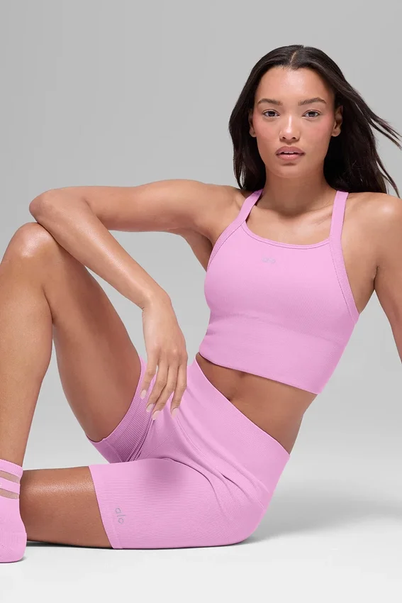Naadloze geribbelde Favorite Bra-tanktop - Candy Heart Pink