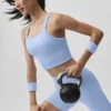 Naadloze geribbelde Favorite Bra-tanktop - Licht Provence-blauw