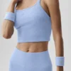Naadloze geribbelde Favorite Bra-tanktop - Licht Provence-blauw