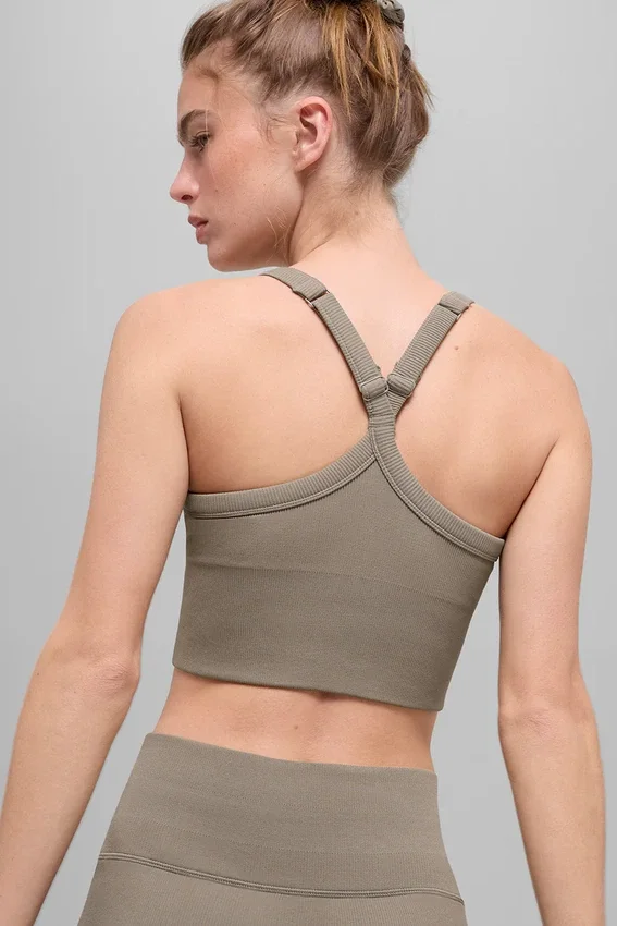 Naadloze geribbelde Favorite Bra-tanktop - Light Cocoa