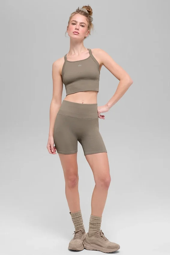 Naadloze geribbelde Favorite Bra-tanktop - Light Cocoa