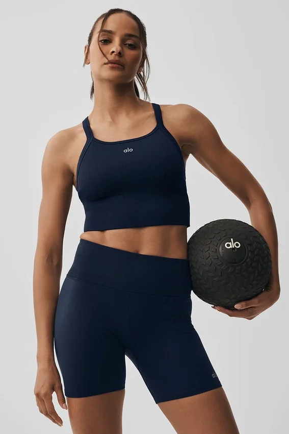 Naadloze geribbelde Favorite Bra-top - Navy