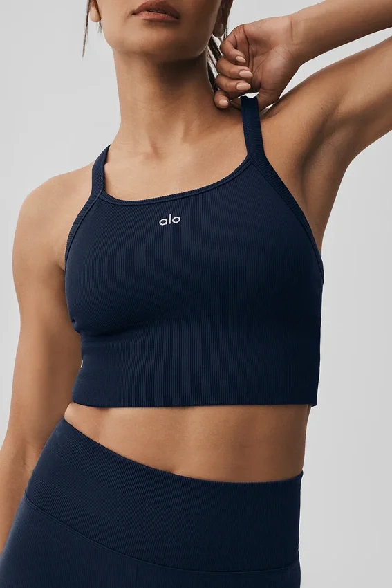 Naadloze geribbelde Favorite Bra-top - Navy
