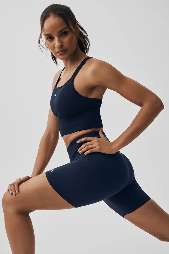 Naadloze geribbelde Favorite Bra-top - Navy
