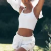 Naadloze geribbelde Favorite Bra-top - Wit
