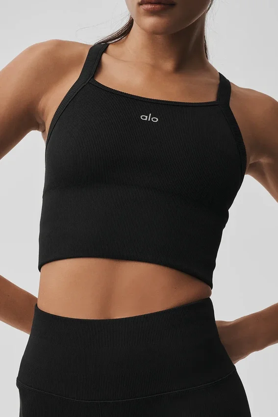 Naadloze geribbelde Favorite Bra Top - Zwart