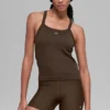 Naadloze geribbelde Favorite lange bh-tanktop - Espresso