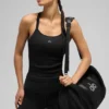 Naadloze geribbelde Favorite lange bh-tanktop - Zwart