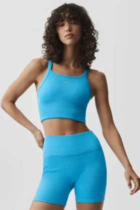 Naadloze geribde Favorite Bra Top - Azure Blue