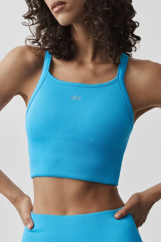 Naadloze geribde Favorite Bra Top - Azure Blue