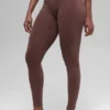 Naadloze High-Waist Legging met tweekleurige ribbel – Brownstone Heather