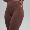 Naadloze High-Waist Legging met tweekleurige ribbel – Brownstone Heather