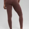 Naadloze High-Waist Legging met tweekleurige ribbel – Brownstone Heather
