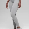 Naadloze High-Waist Legging met tweekleurige ribbel – Light Misty Grey Heather