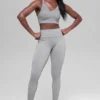Naadloze High-Waist Legging met tweekleurige ribbel – Light Misty Grey Heather