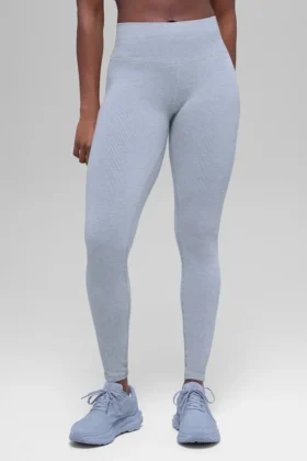 Naadloze High-Waist Legging met tweekleurige ribbel - Winter Frost Heather