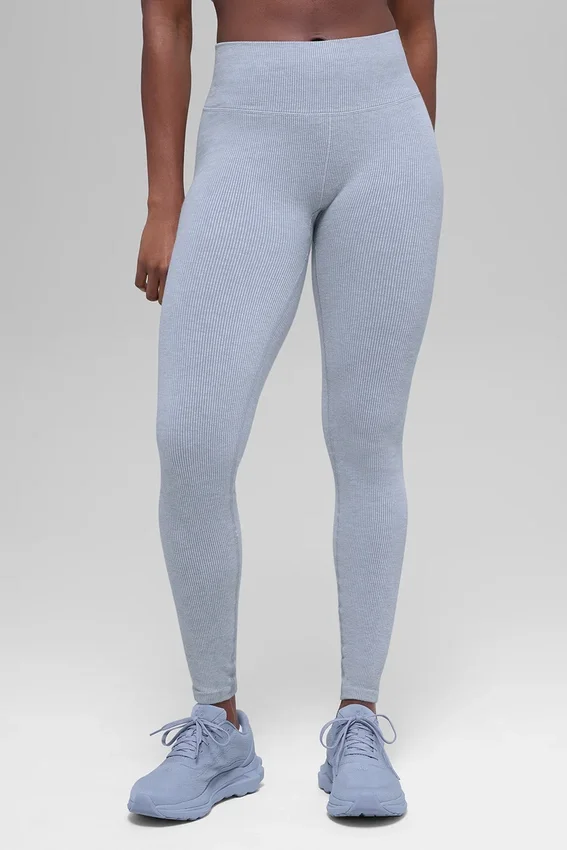 Naadloze High-Waist Legging met tweekleurige ribbel - Winter Frost Heather