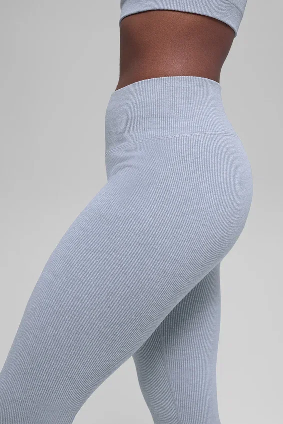Naadloze High-Waist Legging met tweekleurige ribbel - Winter Frost Heather