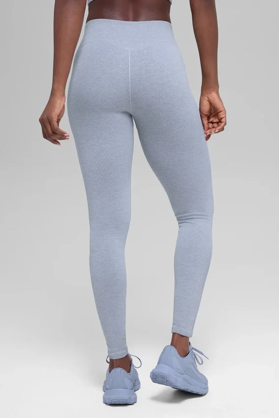 Naadloze High-Waist Legging met tweekleurige ribbel - Winter Frost Heather