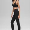 Naadloze High-Waist Legging met tweekleurige ribbel – Zwart