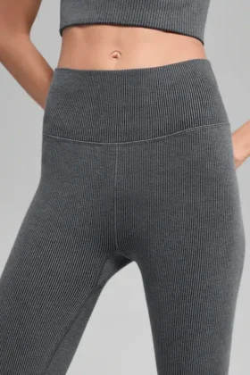 Naadloze High-Waist riblegging in twee tinten – Dark Misty Grey Heather