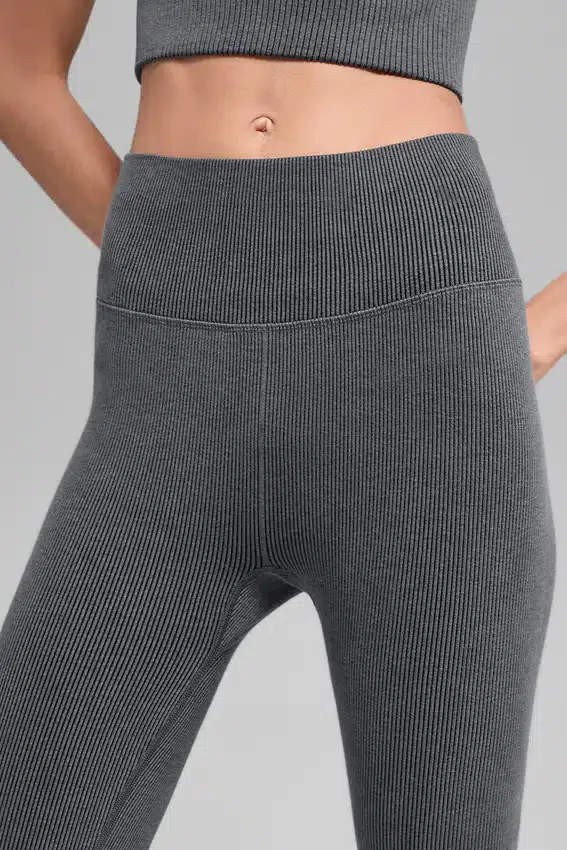 Naadloze High-Waist riblegging in twee tinten - Dark Misty Grey Heather