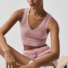 Naadloze Pointelle-tanktop - Vintage roze