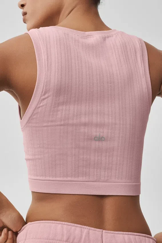Naadloze Pointelle-tanktop - Vintage roze