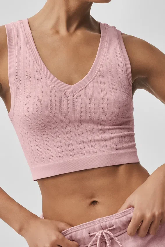 Naadloze Pointelle-tanktop - Vintage roze
