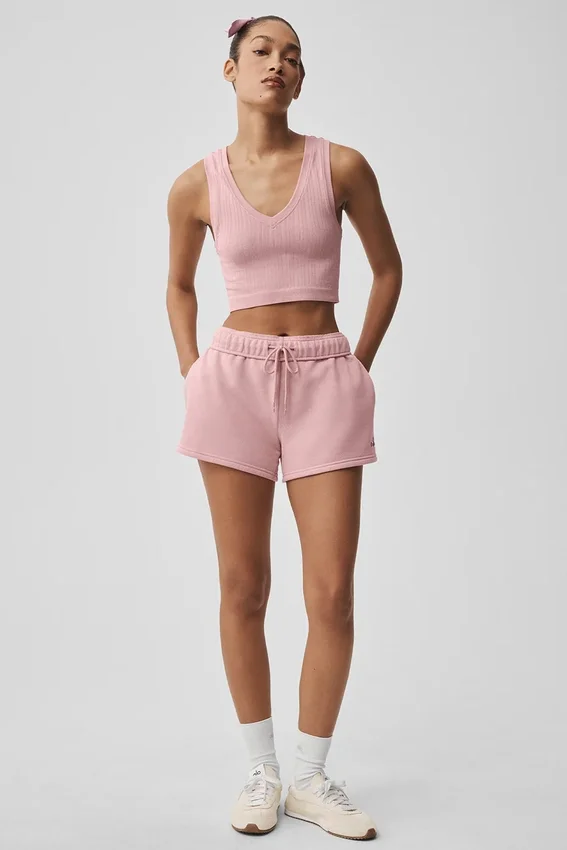 Naadloze Pointelle-tanktop - Vintage roze