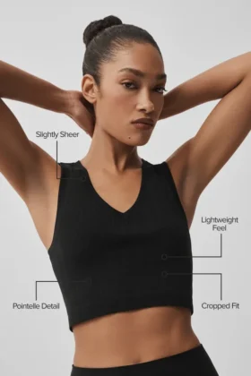 Naadloze Pointelle-tanktop – Zwart