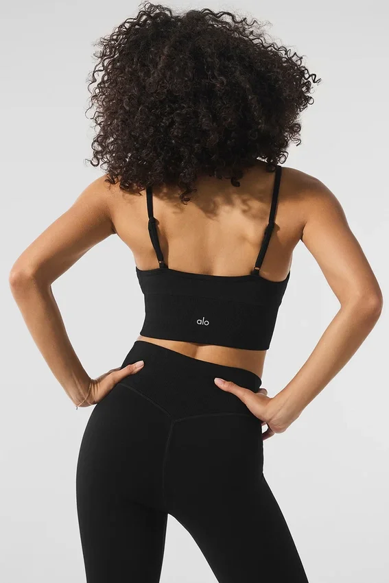 Naadloze, warme Plush Delight-beha voor de winter - Zwart