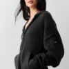 New Class-hoodie met volledige rits van wol en kasjmier - Zwart