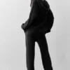 New Class-hoodie met volledige rits van wol en kasjmier - Zwart