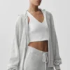 New Class-hoodie van wol en kasjmier met doorlopende rits - White Heather
