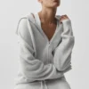 New Class-hoodie van wol en kasjmier met doorlopende rits - White Heather
