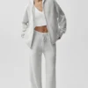 New Class-hoodie van wol en kasjmier met doorlopende rits - White Heather