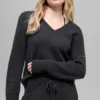 New Class oversized trui met V-hals van wol en kasjmier - Zwart