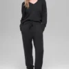 New Class oversized trui met V-hals van wol en kasjmier - Zwart