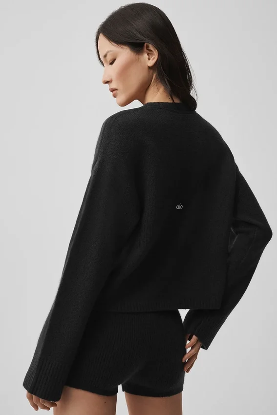New Class-vest met stropdas van wol en kasjmier - Zwart