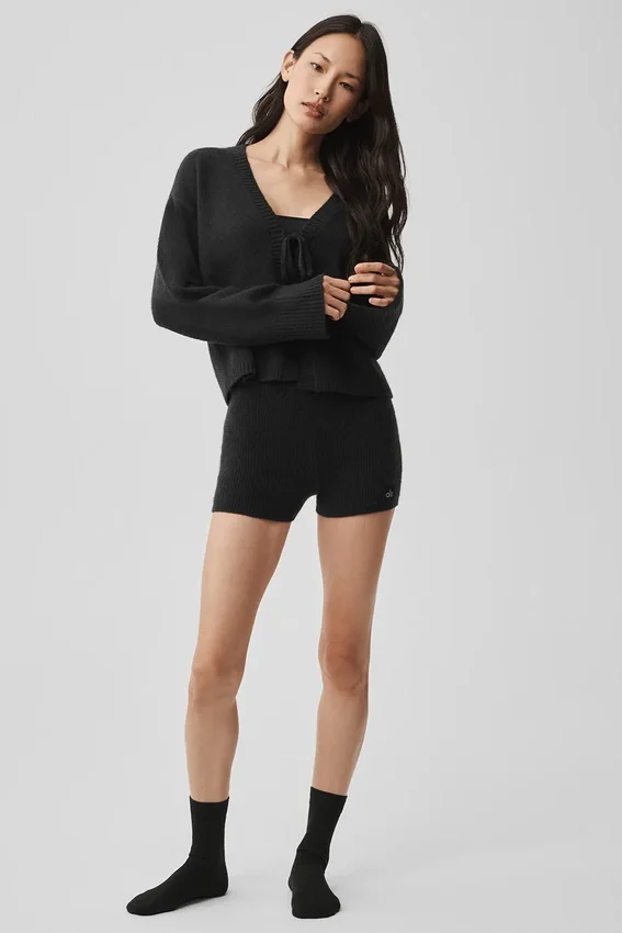New Class-vest met stropdas van wol en kasjmier - Zwart