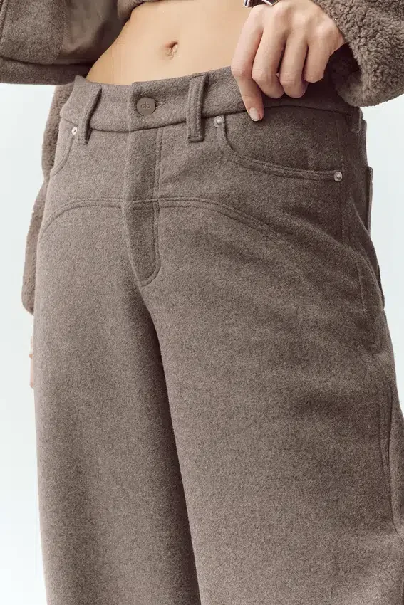 Nightcap-broek met wijde pijpen van wolmix – Alpine Cocoa Heather