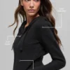 Noble geribde hoodie met volledige rits van wol en kasjmier - Zwart