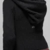 Noble geribde hoodie met volledige rits van wol en kasjmier - Zwart