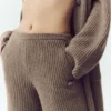 Northstar-broek met High-Waist en rechte pijpen van kasjmier – Alpine Cocoa Heather