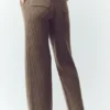 Northstar-broek met High-Waist en rechte pijpen van kasjmier – Alpine Cocoa Heather