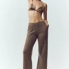 Northstar-broek met High-Waist en rechte pijpen van kasjmier – Alpine Cocoa Heather