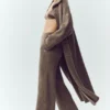 Northstar-broek met High-Waist en rechte pijpen van kasjmier – Alpine Cocoa Heather
