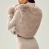 Northstar-trui met volledige rits van kasjmier en imitatiebont - Oat Heather